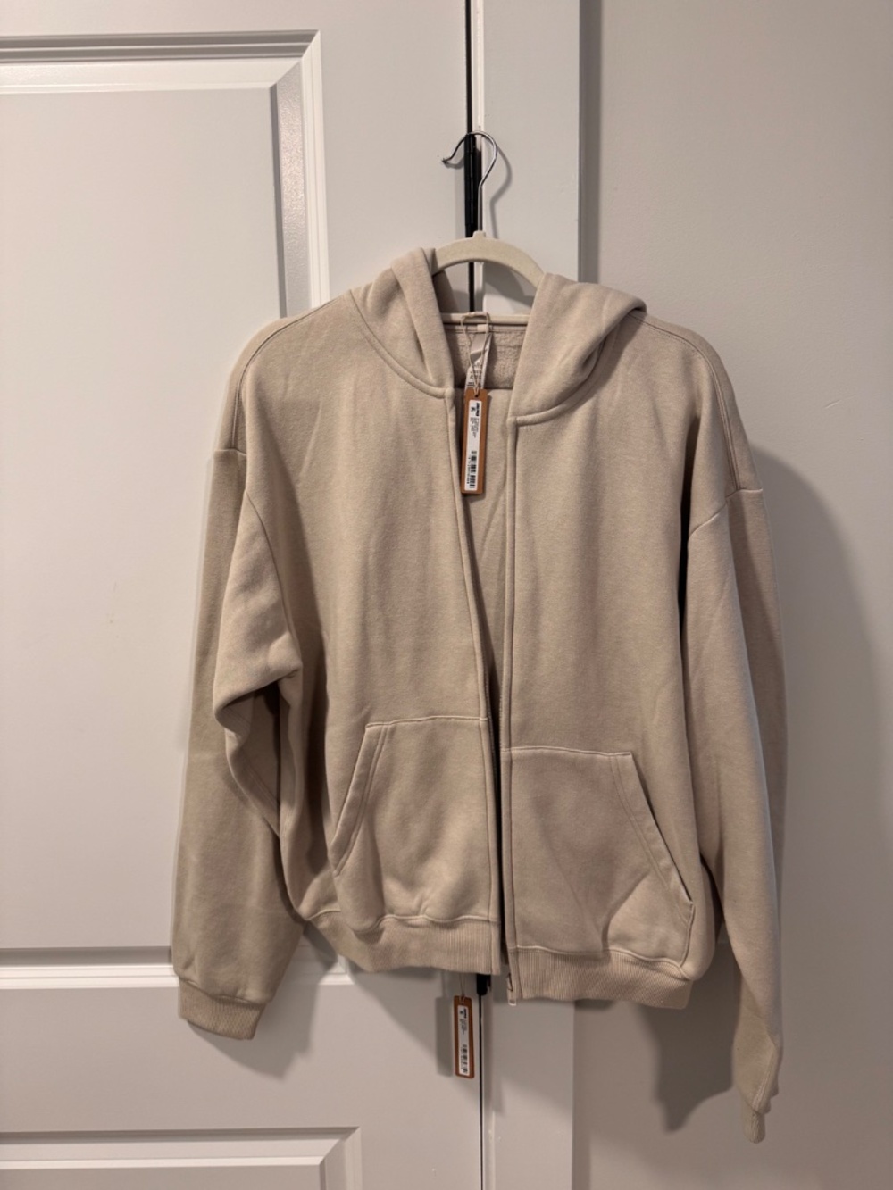 SKIMS Cotton Fleece Stone Sweat Set (inc zip sweatshirt and sweatpants) Size L - Picture 4 of 7